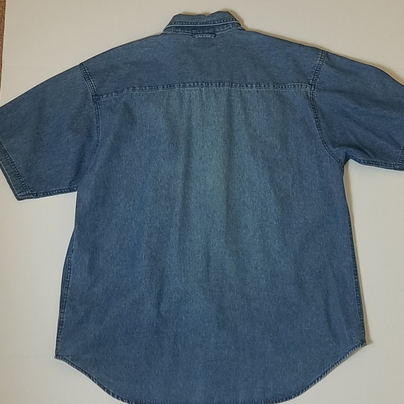 Pacific scene blue denim button front short sleeve - Picture 8 of 8